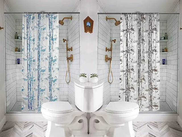 Jainco Decor Waterproof Shower Curtain for Bathroom (Bamboo, Double Color)
