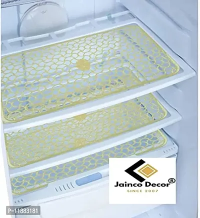 Jainco Decor ? Multipurpose PVC Anti Fridge Mat Jali/Drawer Mats Jali/Placemat Jali (Yellow Fridge Mat (Pack of 6))