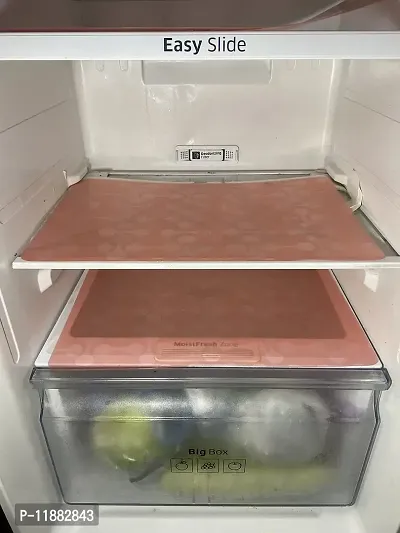 Jainco Decor ? Dumbell Design PVC Refrigerator/Fridge Multipurpose Drawer Mat (Fridge Mat Peach (Set of 6))-thumb0