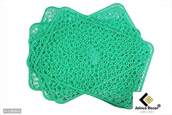 Jainco Decor ? Multipurpose PVC Anti Fridge Mat Jali/Drawer Mats Jali/Placemat Jali (Green Fridge Mat (Pack of 6))-thumb2