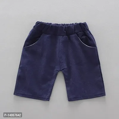 Blue Printed Cotton Blend Shirt and Shorts Set-thumb3