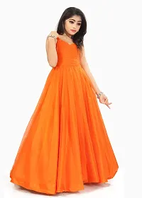 COMRATE Kids Net with Satin Long Gown for Girl's-thumb1