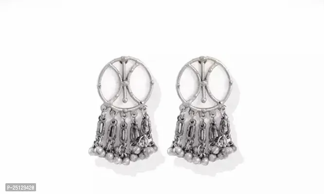 Stylish Oxidised Silver Earrings For Women-thumb0