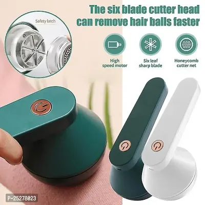 Electric Lint Remover Rechargeable, Portable Fabric Shavers for Clothes, Pill Fuzz Remover with 3 Spare Blades(green) pack of 1-thumb2