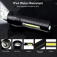 Metal Usb Rechargeable Xpe+Cob Led Zoomable Flashlight Torch Lamp Linternas(pack of 1)-thumb3