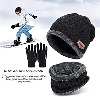 Winter Hat Warmer Scarf Touchscreen Gloves Set Warmer Neck Thick Knit Hat Set Womens Winter Warm Knit Beanie Hats PACK OF 1-thumb3