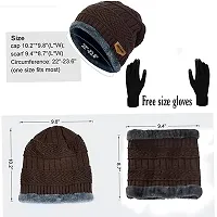 Winter Hat Warmer Scarf Touchscreen Gloves Set Warmer Neck Thick Knit Hat Set Womens Winter Warm Knit Beanie Hats PACK OF 1-thumb1