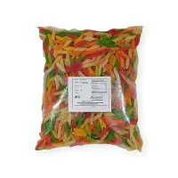 1KG PENNE PAPAD PIPE PASTA FRYUMS, COLORFUL, READY TO FRY,  IN SALT OR OIL, FREE 29GM PAPAD MASALA-thumb1