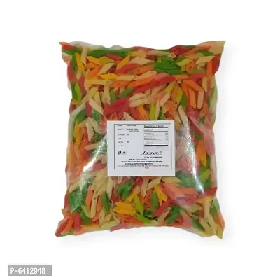 1KG PENNE PAPAD PIPE PASTA FRYUMS, COLORFUL, READY TO FRY,  IN SALT OR OIL, FREE 29GM PAPAD MASALA-thumb2