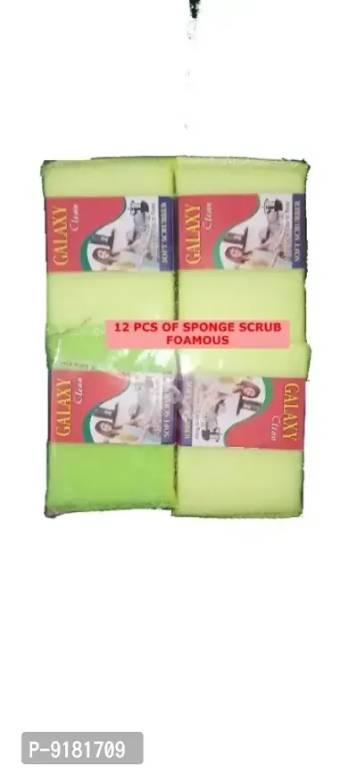 12 Pcs of Foamous Sponge Scrub , Non Scratch Dishwasher. Bartan Dhone Wala Soft Sponge Type.-thumb0