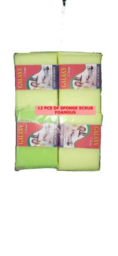 12 Pcs of Foamous Sponge Scrub , Non Scratch Dishwasher. Bartan Dhone Wala Soft Sponge Type.