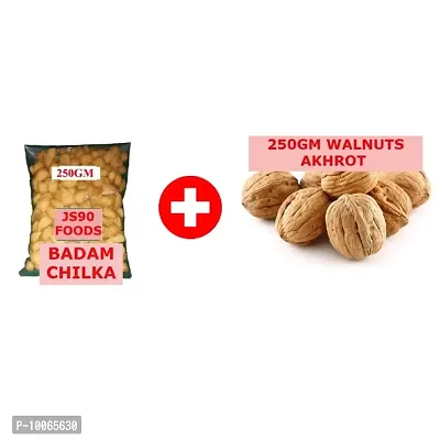 Combo of 250Gm Akhrot Sabut Walnuts  And 250Gm Badam Sabut Whole JS90 FOODS