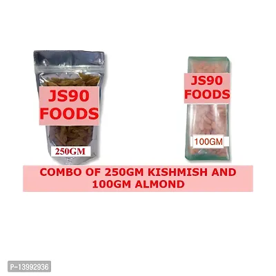 Total Weight 350GM  Combo of  (250GM Raisins , Kishmish)+(100GM Badam Almond) JS90 FOODS-thumb0