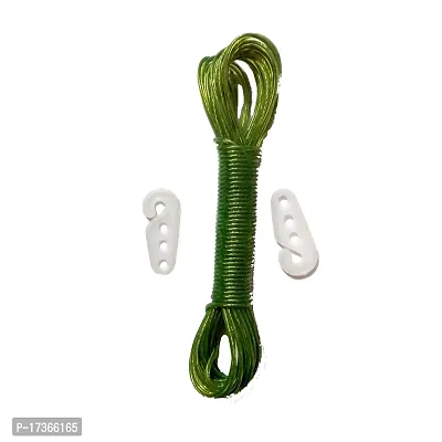 9.5 Meters Pvc Coated Steel Wire Rope for Drying Clothes Clothesline with Two Plastic Hooks , Color may vary.-thumb0