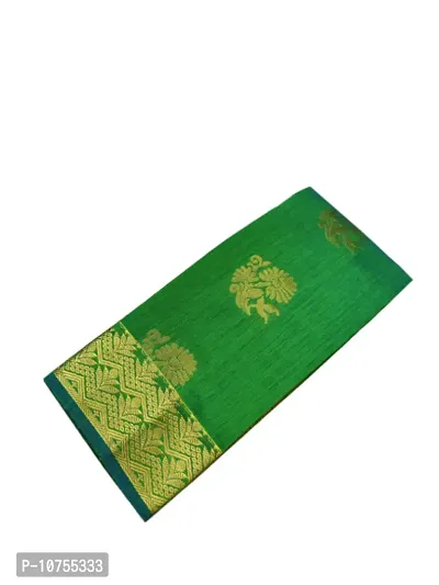 Stylish Cotton Blend Light green  Saree With Blouse Piece