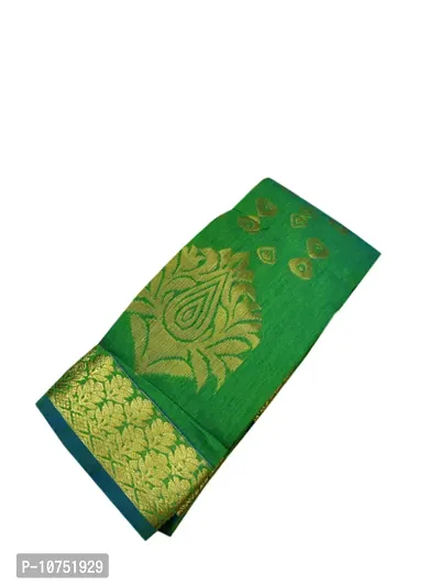 Stylish Cotton Blend Light Green  Saree With Blouse Piece