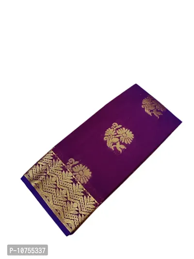 Stylish Cotton Blend Purple  Saree With Blouse Piece