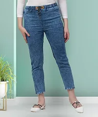 Stylish Blue Denim Washed Jeans For Women-thumb2