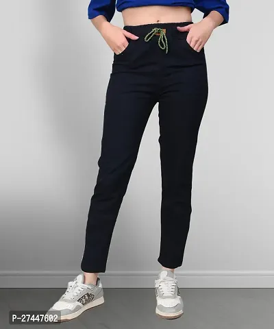 Stylish Black Denim Solid Jeans For Women