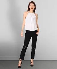 Stylish Black Denim Solid Jeans For Women-thumb2