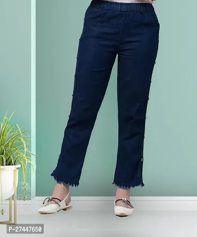 Stylish Blue Denim Washed Jeans For Women-thumb0