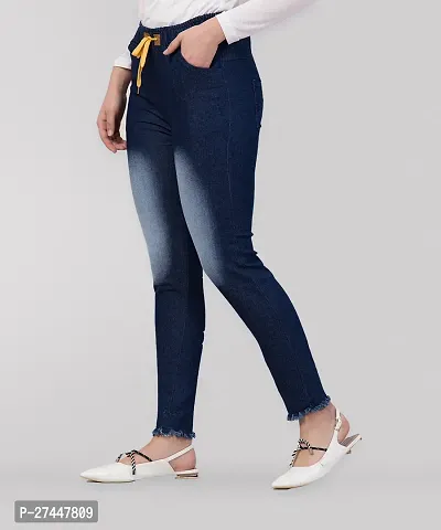 Stylish Blue Denim Washed Jeans For Women-thumb3