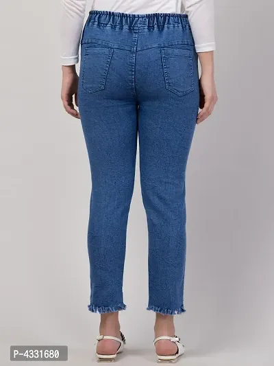 Womens Stylish Blue Distress Denim Mid-Rise Jeans-thumb2
