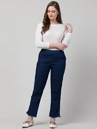 Women's Stylish Blue Solid Denim Mid-Rise Jeans-thumb1