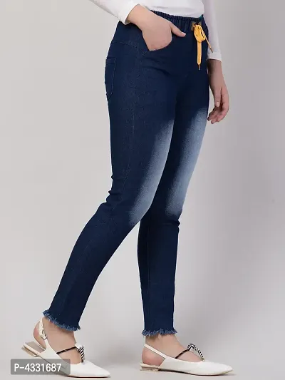 Blue Denim Faded Jeans   Jeggings For Women-thumb3