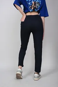 Stylish Blue Denim Solid Jeans For Women-thumb1