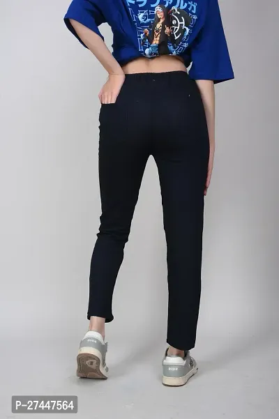 Stylish Blue Denim Solid Jeans For Women-thumb2