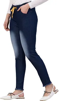 Stylish Blue Denim Washed Jeans For Women-thumb2