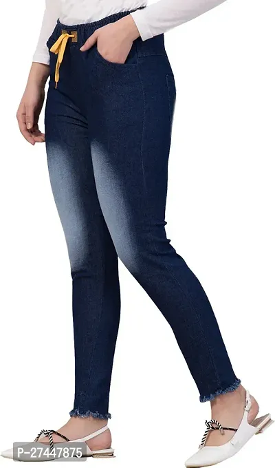 Stylish Blue Denim Washed Jeans For Women-thumb3