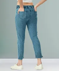 Stylish Blue Denim Washed Jeans For Women-thumb1