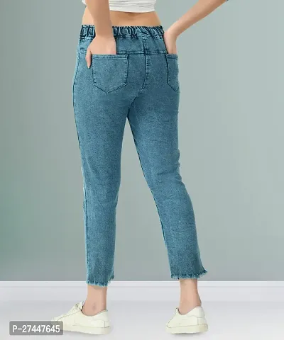 Stylish Blue Denim Washed Jeans For Women-thumb2