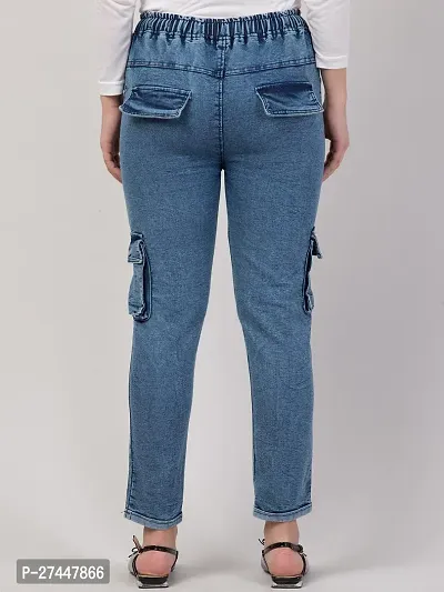 Stylish Blue Denim Washed Jeans For Women-thumb2