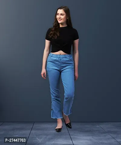 Stylish Blue Denim Washed Jeans For Women-thumb4