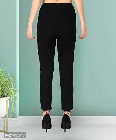 Stylish Black Denim Solid Jeans For Women-thumb4