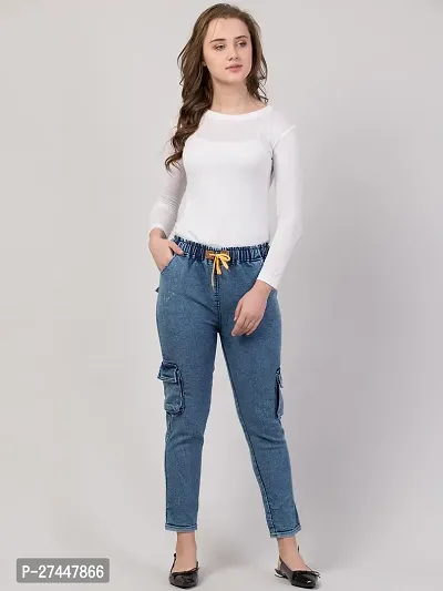 Stylish Blue Denim Washed Jeans For Women-thumb5