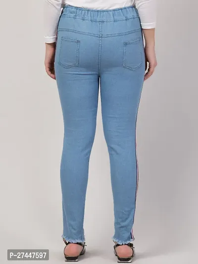 Stylish Blue Denim Washed Jeans For Women-thumb2