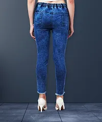 Stylish Blue Denim Washed Jeans For Women-thumb1