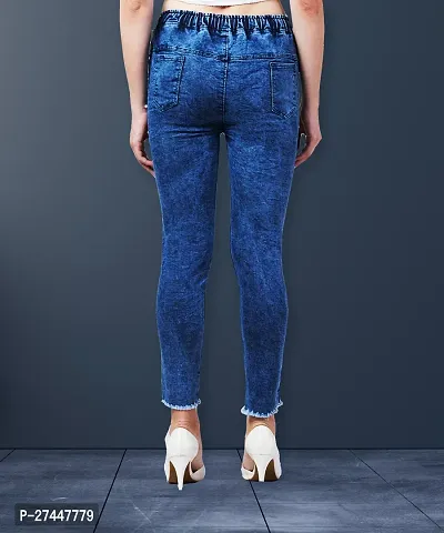 Stylish Blue Denim Washed Jeans For Women-thumb2