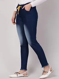 Ira Collection Knee Washed Blue Jogger Jeans for Women (XL, Blue)-thumb1