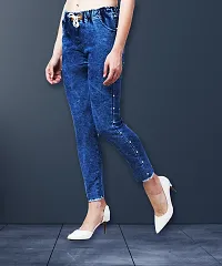 Stylish Blue Denim Washed Jeans For Women-thumb2