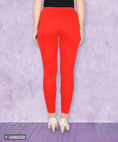 Stylish Red Cotton Blend Solid Jeggings For Women-thumb2