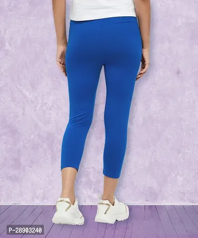 Stylish Blue Cotton Blend Solid Jeggings For Women-thumb2