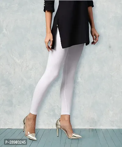 Stylish White Cotton Blend Solid Jeggings For Women-thumb3