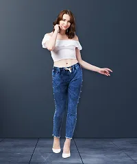 Stylish Blue Denim Washed Jeans For Women-thumb3