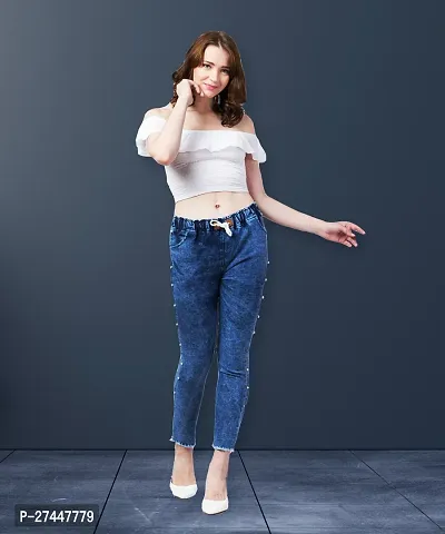 Stylish Blue Denim Washed Jeans For Women-thumb4