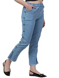 Ira Collection Side Buttoned Light Blue Jogger Jeans for Women (2XL, Blue)-thumb1